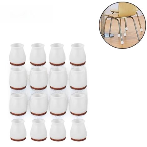 Protections De Pieds De Chaise En Silicone Avec Patins En Feutre Indivisibles Lot De 16 Pour Sol Sans Rayures Et Meubles Silencieux (1/5)