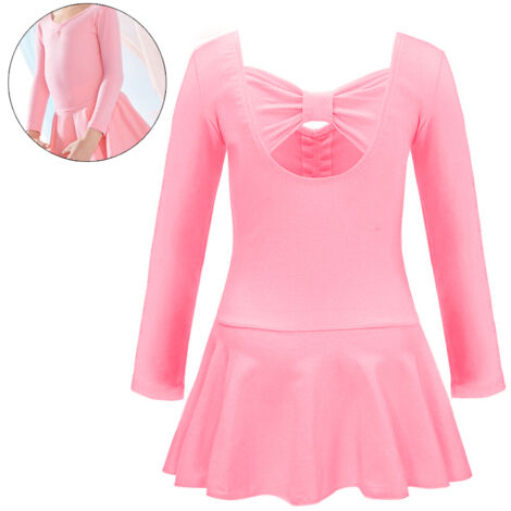 Justaucorps de danse pour filles, manches longues à volants, tutu de ballet, jupe en coton pour filles (1/5)