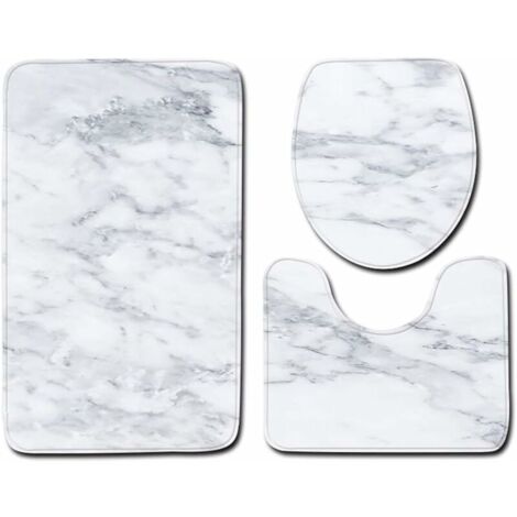 Lot Tapis De Bain Et Tapis WC - Monde Sous-marin, Imprimé Bleu - Neuf