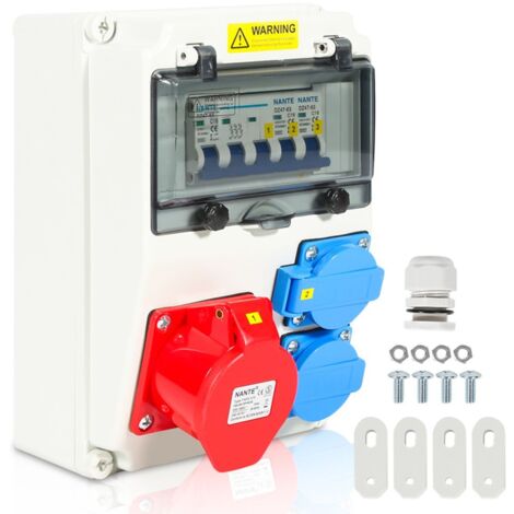 Coffret provisoire mural 1x16A – Répartiteur de courant 2 prises Schuko 230V – IP44 étanche – Pour chantiers humides et extérieurs