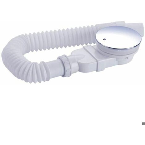Bonde de douche 90 mm, extra plat, trou de vidange pour bac de douche, siphon avec système anti-odeurs, tamis à cheveux, tuyau (1/4)