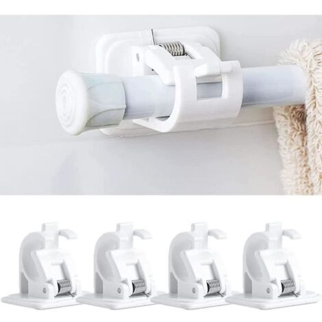 Lot De 8 Crochets Adhésifs Supports Tringle à Rideaux - Installation Sans Percer Salle De Bain Maison