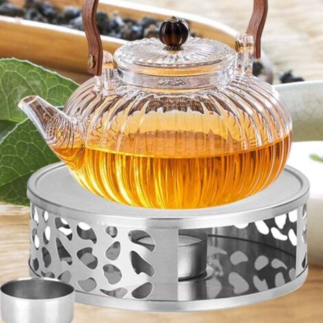Chauffe-théière En Acier Inoxydable (lot De 2) - Fonction Bougie, Design Creux - Pour Maintenir Thé, Café Au Chaud - Doré Et Noir
