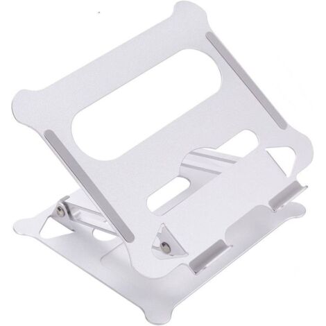 Support pour ordinateur portable, pliable et ventilé, en alliage d\'aluminium, idéal pour les étagères de bureau (argent) (1/4)