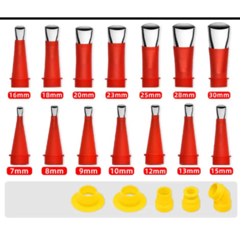 Acier Inoxydable Calfeutrage Buse Applicateur, 19PCS d'outils de Buse en Caoutchouc Intégré Universel, Buse de Pistolet à Calfeutrer Outil de Calfeutrage pour Cuisine, Salle de Bain (1/2)