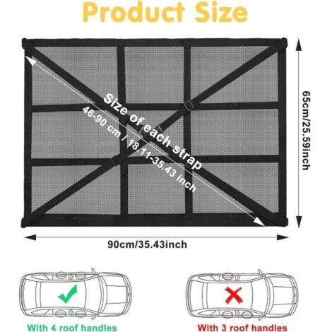 Filet De Rangement Pour Toit, 90 X 65 Cm Filet À Bagages Pour Voiture