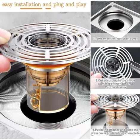 Siphon Douche JRYGAC - Clapet Anti-Odeur Universel Pour Douche/Cuisine - 4 Tubes Inclus L'odeur Du Siphon
