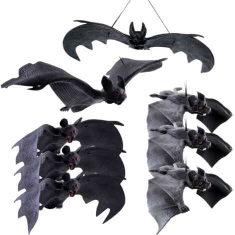 Ensemble de décorations d'Halloween avec chauve-souris, 8 pièces 3D à suspendre, décoration effrayante d'Halloween pour l'extérieur et l'intérieur, décoration d'horreur pour Halloween (1/5)