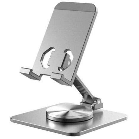 Support de téléphone portable en alliage d'aluminium pliable et rotatif pour tablette et téléphone portable, support de bureau en métal pour téléphone portable (1/5)