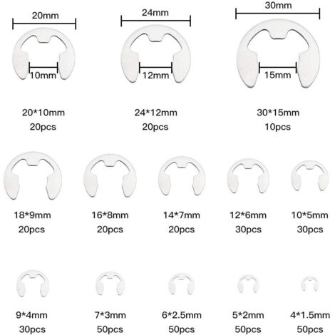 10 Anneaux Circlips Externes Type E - Diamètre 4mm, Marque Uxcell, Neuf