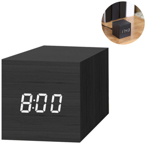 ThreeH Réveil Numérique En Bois Avec Support à Crayons Affichage De L 3 Reglages Dalarme Controle Du Son Horloge Avec 3 Niveaux Luminosite Jaune 87546767