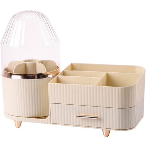 Organisateur de porte-pinceaux de maquillage rotatif avec tiroir, organisateurs de maquillage sur comptoir, grande organisation de maquillage, rangement de soins de la peau pour vanité, bureau, salle (1/5)