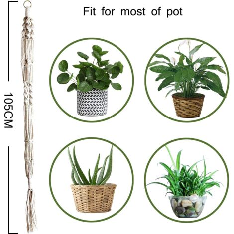 2 pièces macramé mur plante cintre Pot de fleur ma... - Grandado