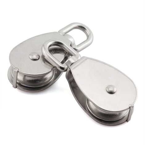 Lot De 3 Poulies Pivotantes Double œil En Métal Nickelé - 1,5 Pouce, Capacité 50 Lbs, Neuf