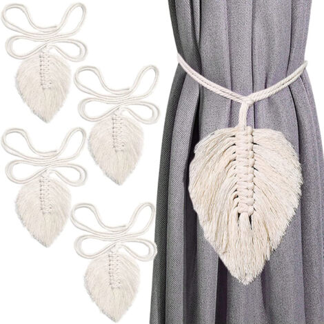 Pretty Jolly Lot de 4 embrasses de rideau en corde de coton naturel