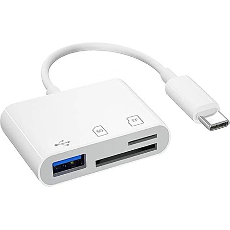 Lecteur de carte USB-C vers SD, lecteur de carte Micro SD TF de type C, adaptateur 3 en 1 USB-C vers USB pour appareil photo, lecteur de carte mémoire pour MacBook Pro/Air, Pad Pro, Chromebook, XPS, G (1/5)
