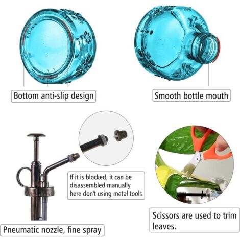 Brumisateur En Verre 300ml OFFIDIX - Pompe Plastique Gris, Arrosage Plantes Intérieur Extérieur