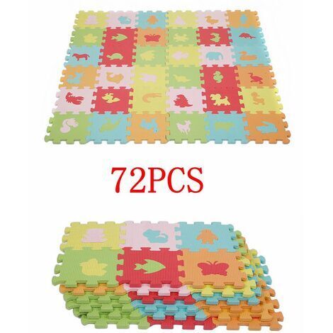 72 pièces Puzzle Tapis Dalle Mousse Bébé Non Toxiques Tapis de Sol épais Tapis de Jeu de clôture Enfant 140  140 cm