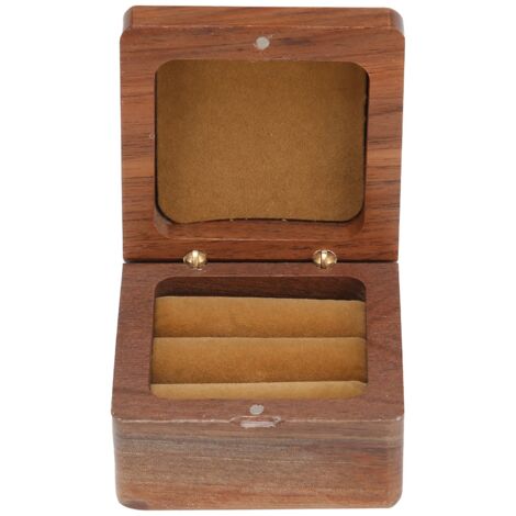Petit plot hexagonal à bague en bois naturel de pin, porte bague bois