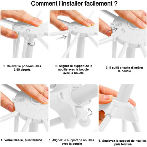 Séchoir à Pâtes Pliable 10 Bras – Égouttoir Pâtes Fraîches Compact En ABS Blanc – Séchage Rapide Et Uniforme Maison