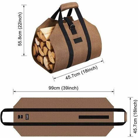 Sac de transport de bois de chauffage, sac fourre-tout pour bûches