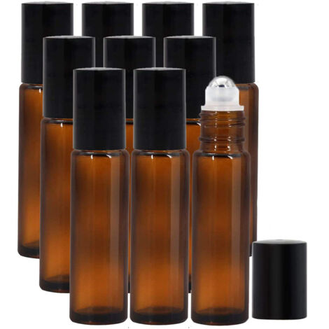 10 Flacons Roll-on 10 Ml Vert Pour Huiles Essentielles - Bouteilles Verre Avec Billes Acier Inoxydable