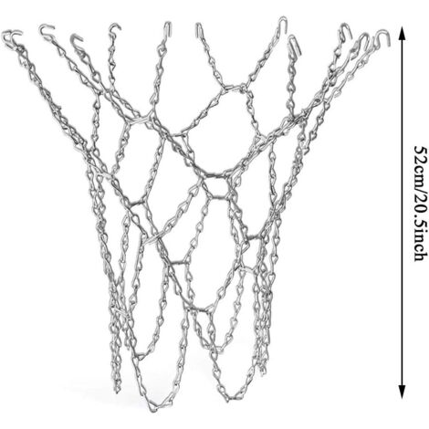 Filet De Basket-ball En Métal Galvanisé - Filet De Remplacement Résistant Pour Terrain Intérieur Et Extérieur, Adapté Aux Cerceaux à 12 Crochets