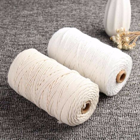 Corde Artisanale Coton Torsadé Zaplyte 35 Pieds Beige 3 Brins Avec Ruban