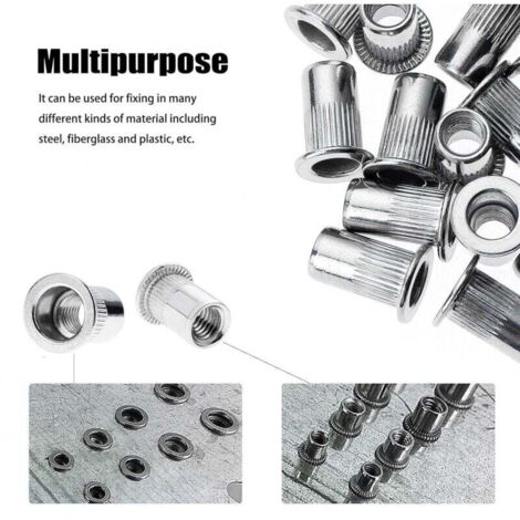 100 Pièces Rivet Ecrou M8, Écrous à Rivets en Acier Inox, Assortiment ...