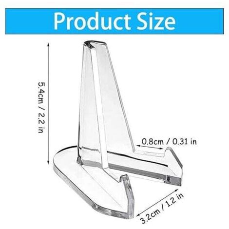10 Supports Chevalet Transparents Pour Pièces, Badges, Médailles - En Acrylique