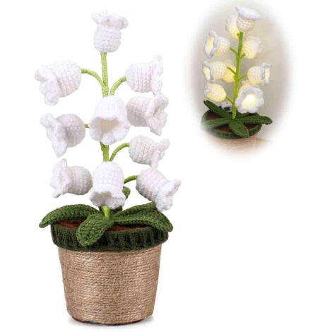 10 fleurs de muguet artificielles au crochet avec veilleuses, idées d'anniversaire pour la fête des mères, cadeau d'anniversaire de la Saint-Valentin (1/5)