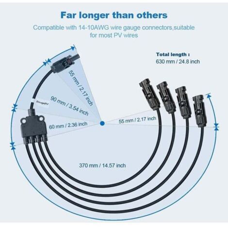 Connecteurs Panneau Solaire 6 En Y - Paire Mâle/Femelle | IP67 Étanche | Câbles 10-14 AWG | Installation Facile