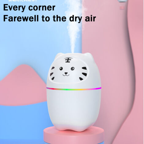 Mini Humidificateur USB 210 Ml Avec Veilleuse RGB - Brume Fine, Modes Continu/intermittent - Pour Bureau, Chambre, Enfants - Silencieux - 10