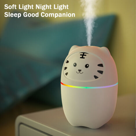 Mini Humidificateur USB 210 Ml Avec Veilleuse RGB - Brume Fine, Modes Continu/intermittent - Pour Bureau, Chambre, Enfants - Silencieux - 12