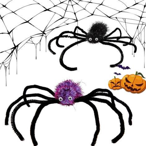 Lot de 2 grandes coiffes d'araignée pour Halloween, accessoires pour cheveux, coiffure de veuve noire, cosplay, pinces à cheveux amusantes en peluche pour femmes et filles (1/5)
