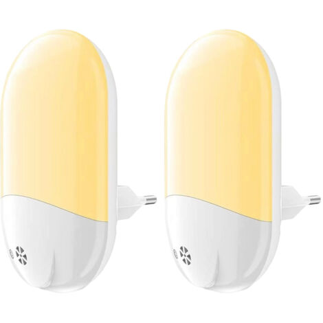 Lot De 2 Veilleuses LED Avec Capteur, 5 Niveaux Luminosité, Blanc/noir, Neuves