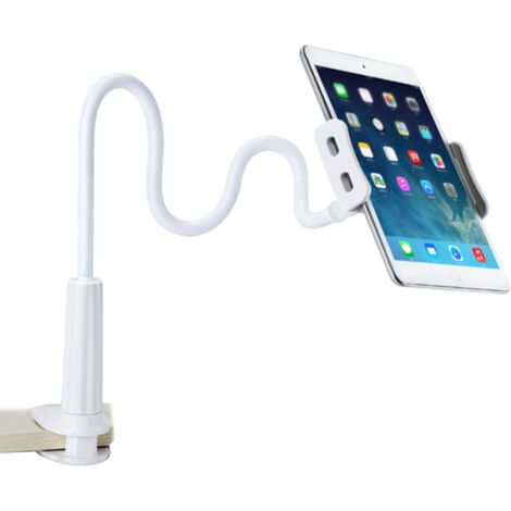 Support de tablette rotatif à 360 degrés, col de cygne, pour tablette PC et téléphone portable de 4 à 10,1 pouces, blanc (1/4)