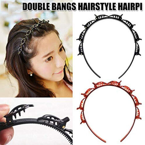 Pinces à cheveux pour femme, bandeau à 8 pinces, motif dents, coiffure double frange, pinces à cheveux pour coiffure. (1/4)