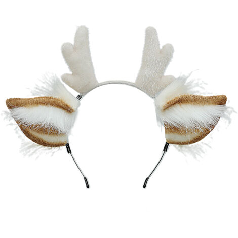Adorable serre-tête oreilles de cerf en peluche, cornes de cerf, accessoire de coiffure fait main. (1/4)
