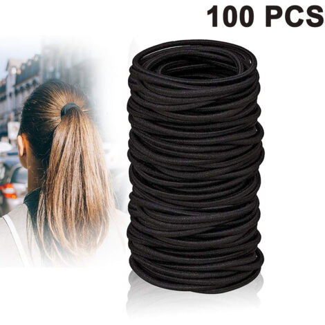 Lot de 100 élastiques à cheveux, chouchous et bandeaux pour cheveux épais, pour femmes et filles, sans métal. (1/4)