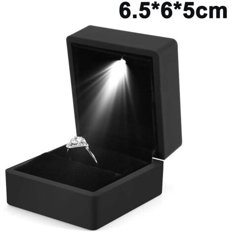 Écrin bagues lumineux LED, rangement alliances, présentoir cadeaux mariage fiançailles (1/4)