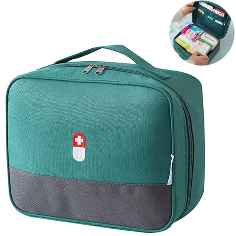 Trousse premiers secours zippée vide, organisateur médicaments en tissu Oxford (1/4)