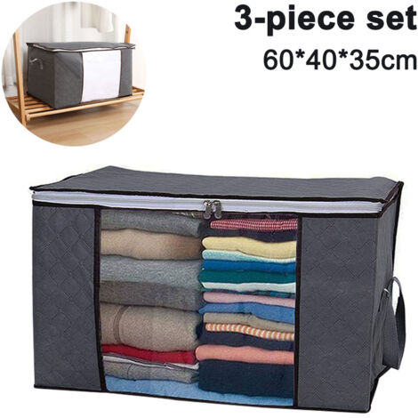 Lot de 3 sacs rangement grand format pour vêtements, couettes, couvertures, édredons (1/4)