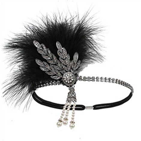 Bandeau vintage années 20 style Gatsby, plume de paon (1/4)