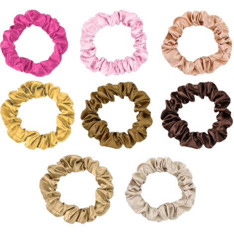 Bandeau en satin de soie - Bandeau élastique pour queue de cheval - Petit bandeau - Accessoires pour cheveux épais et bouclés (1/4)