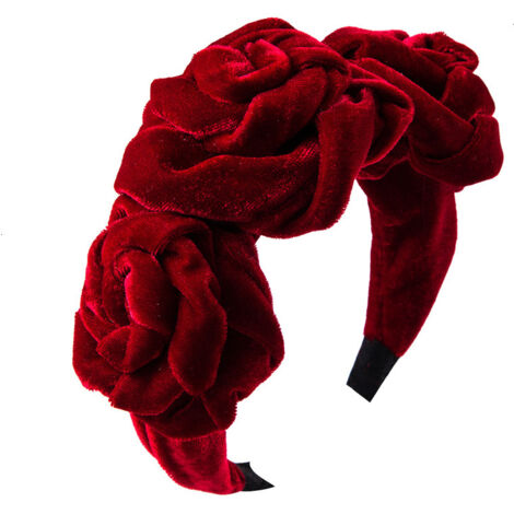Bandeaux à fleurs roses, serre-têtes vintage, élastiques pour cheveux, accessoires de mode pour femmes et filles (1/4)