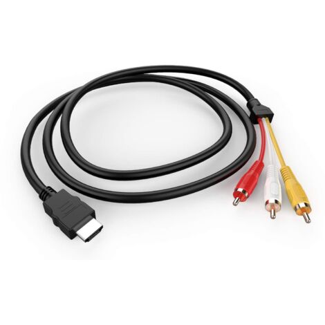 Câble HDMI vers RCA, 1080p, 1,5 m (5 pi), adaptateur HDMI mâle vers 3 RCA pour vidéo et audio, compatible TV HD et DVD.