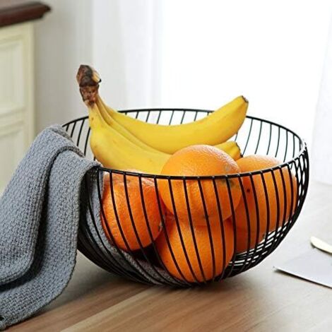 Relaxdays Bol à Fruits Panier Décoratif En Fer Chromé - Corbeille 26x26x10cm Argentée