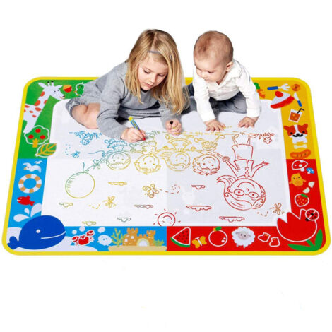 Tapis de dessin à l’eau réutilisable 100×70 cm avec pinceau et bol à eau à molette, pour enfants (1/4)