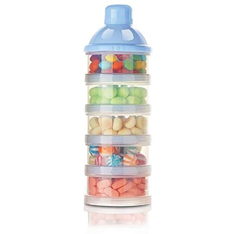 Distributeur De Lait En Poudre 5 Étages Empilables - 210x70 Mm - Portable, Amovible - Pour Collations Bébé - 7